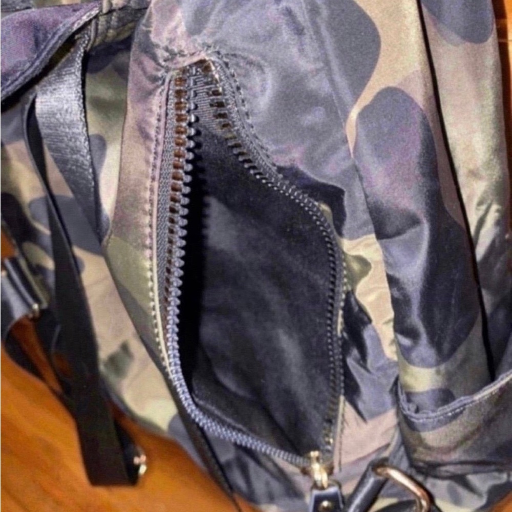 Nylon Camouflage Backpack / Crossbody Bag/ Purse w/Gold Accents. - Picture 7 of 8